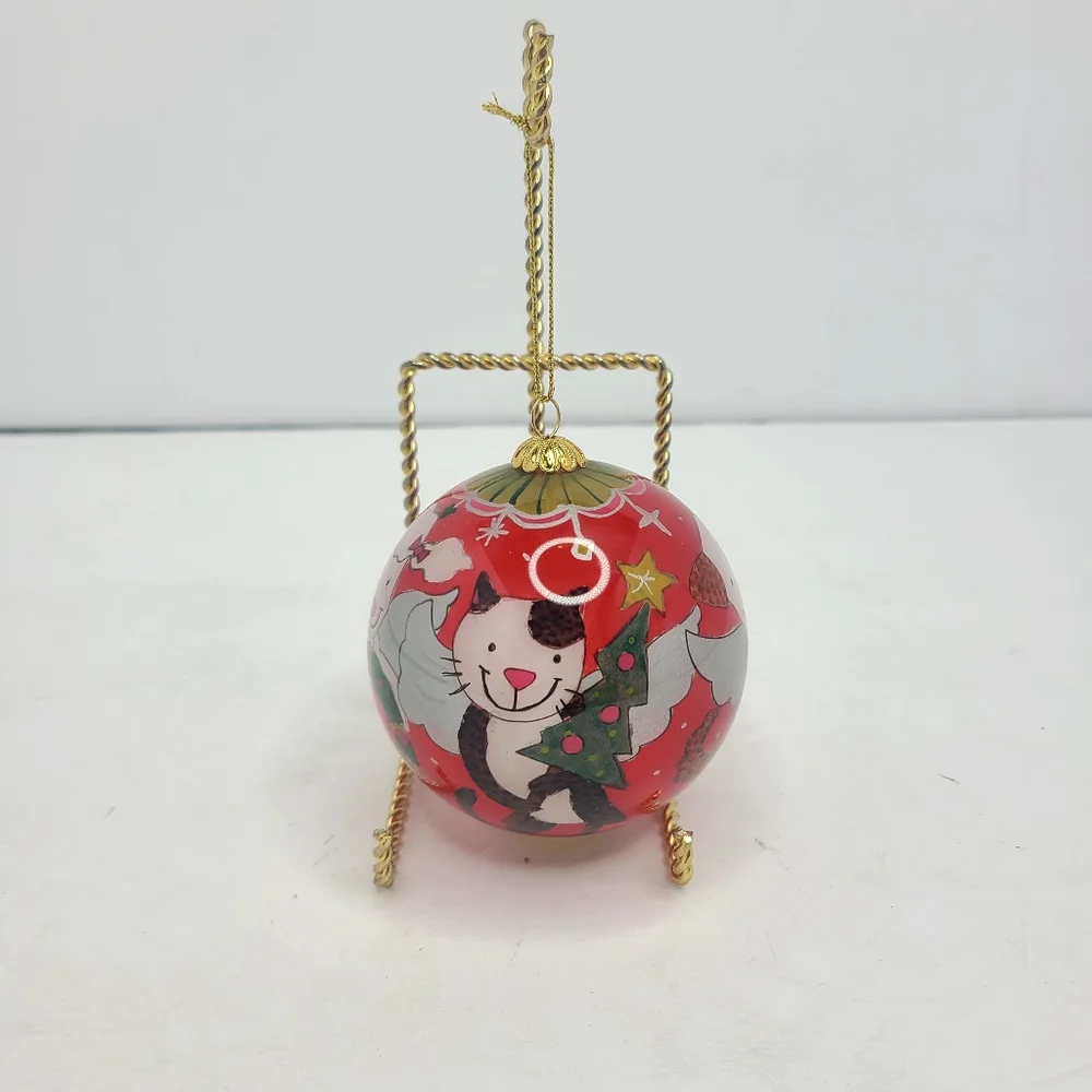 Pier 1 Imports li bien Glass Ornament Interior Hand Painted‎ Cats Dogs Pets 2010